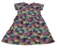 Tmavomodré bavlněné šaty se vzorem Y.F.K.