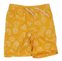 Okrové plátěné kraťasy s obrázky Primark