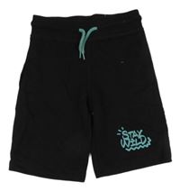 Černé teplákové kraťasy s nápisem Dopodopo