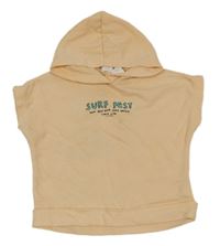 Broskvová froté vesta s nápisem a kapucí Zara