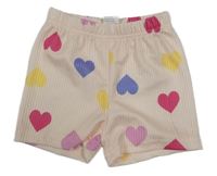 Světleoranžové žebrované kraťasy se srdíčky 