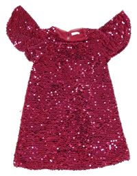 Růžové sametové flitrové šaty Next