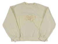 Smetanová crop oversize mikina s mašlí Zara