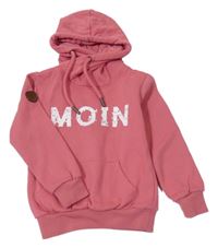 Růžová mikina s nápisem a kapucí 