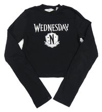 Černé žebrované crop triko Wednesday H&M