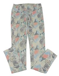 Smetanové džegíny s růžemi H&M