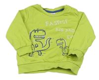 Limetková mikina s dinosaury a nápisy LC WaIKIKI