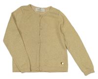 Béžovo-zlatý melírovaný propínací svetr H&M