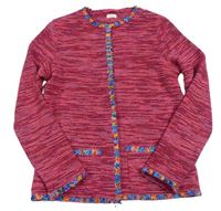 Růžovov-černý melírovaný svetrový cardigan Next