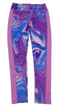 Růžovo-modro-fialové vzorované sportovní legíny St. Bernard