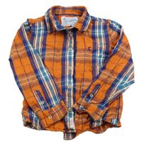 Tmavooranžovo-safírovo-modro-bílá kostkovaná košile joules