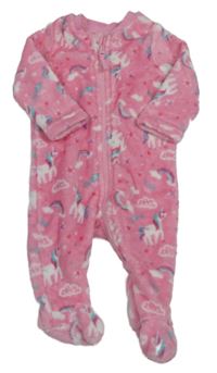 Růžová plyšová kombinéza s jednorožci a duhami PEP&CO