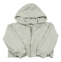 Světlešedá melírovaná propínací oversize crop mikina s kapucí Matalan