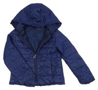 Tmavomdrá prošívaná šusťáková zateplená bunda s volánky a kapucí ORIGINAL MARINES