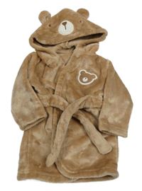 Hnědý plyšový župana s medvídkem a kapucí George