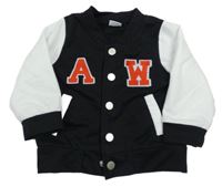 Černo-bílá baseballová mikina s písmenky PatPat 