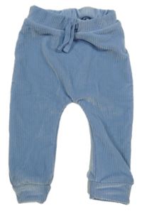 Modré žebrované plyšové teplé turecké tepláky little nutmeg