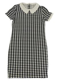 Černo-bílé vzorované šaty s límečkem SHEIN