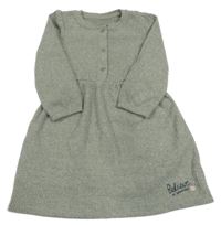 Světlekhaki melírované žebrované úpletové šaty s nápisy Nutmeg