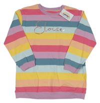 Nové - barevná pruhovaná dlouhá mikina s nápisem Sully&Juno