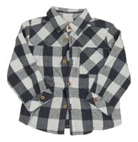 Tmavošedo-bílá kostkovaná flanelová košile wonder nation