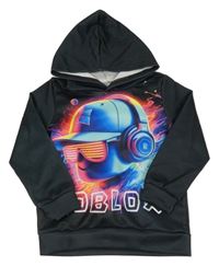 Černá mikina s potiskem - Roblox a kapucí