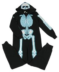 Černá tepláková kombinéza - kostra a kapucí H&M