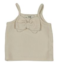 Smetanový žebrovaný top s mašlí C&A