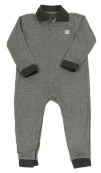 Tmavošedo-světlešedá vzorovaná úpletová kombinéza s límečkem George