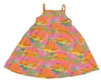 Tmavorůžové letní šaty s palmami PRIMARK