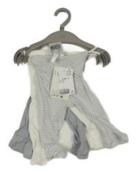 Nové - 3x - Polodupky - Bílo/modré pruhované, bílé, šedé H&M
