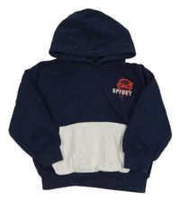 Tmavomodrá oversize mikina se Spider-manem a kapsou a kapucí M&S