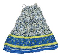 Bílo-modro-žluté květované lehké šaty Shein 