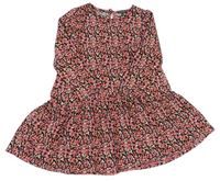 Růžovo-černé květované šaty Primark