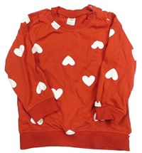 Červená lehká mikina se srdíčky H&M