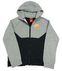 Šedo-černá propínací mikina s logem a kapucí Nike Air