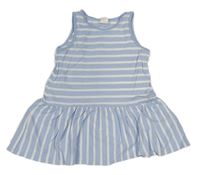 Světlemodro-bílé pruhované bavlněné šaty H&M