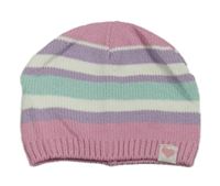 Růžovo-lila-bílá pruhovaná čepice