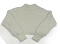 Smetanový chlupatý crop svetr New Look