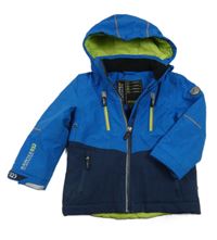 Modro-tmavomodrá melírovaná šusťáková zimní funkční bunda s kapucí