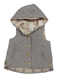 Šedá prošívaná šusťáková zateplená vesta s kapucí zn. Aspen Kids