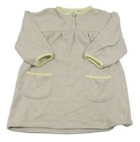 Béžové úpletové šaty s kapsami a knoflíky Zara