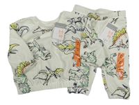 Nové - 2set - Smetanová mikina s dinosaury + tepláky Primark