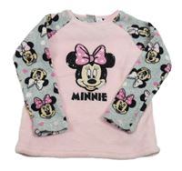Růžovo-šedá chlupatá mikina s Minnie s flitry Primark