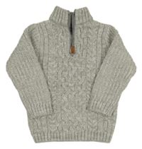 Světlešedý melírovaný vlněný svetr Next