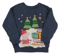 Tmavomodrá melírovaná mikina s Peppou a dárky Next