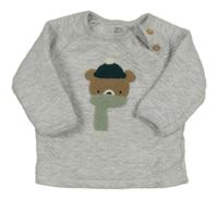 Světlešedá melírovaná mikina s medvědem F&F