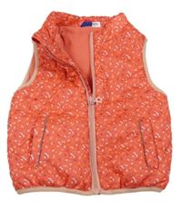 Jahodová květovaná šusťáková zateplená vesta Lupilu