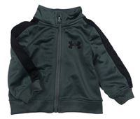 Tmavošedo-černá sportovní propínací funkční mikina s logem Under Armour