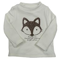 Bílá zateplená mikina s liškou